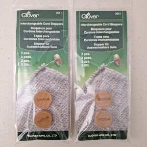2 Packs CLOVER INTERCHANGABLE CORD  STOPPERS #3651 4 Pieces Total MADE IN JAPAN